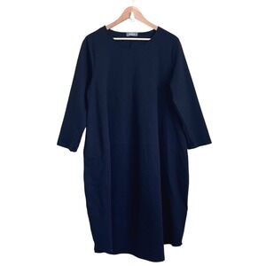 PHOTO LEI Womens Lagenlook Oversized Pocket Dress Size OS Black Minimalist Artsy